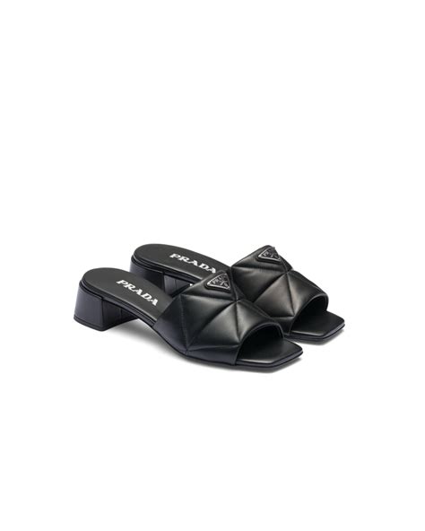 fluffy prada slides|prada quilted nappa leather slides.